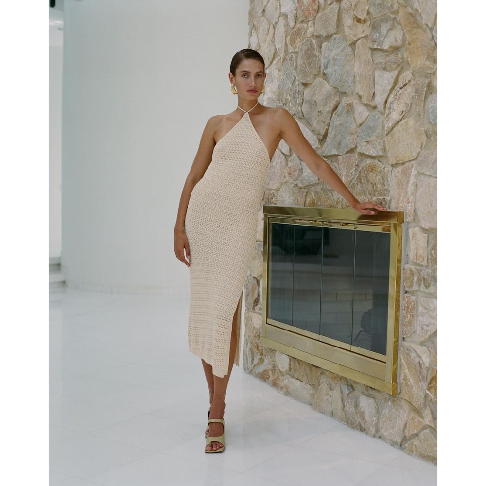 Ronny Kobo Newlyn Crochet‎ Dress in Ivory Size XL